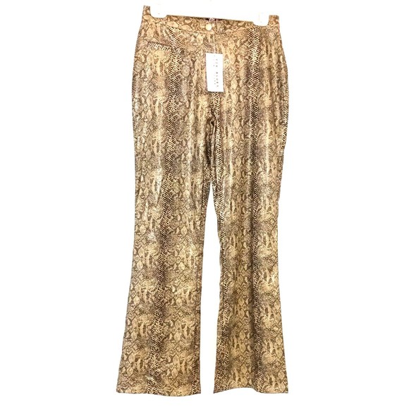 Y2K Blues Women's  Tan/Black Snakeskin  Pants Stretch Size 9/10 New with Tags! - Picture 1 of 4
